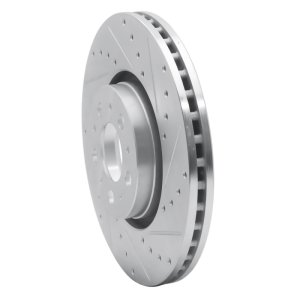 Volvo XC90 Brake Rotor (1) - Front Right - R1 Concepts - Drilled & Slotted - Silver - `03-`09
